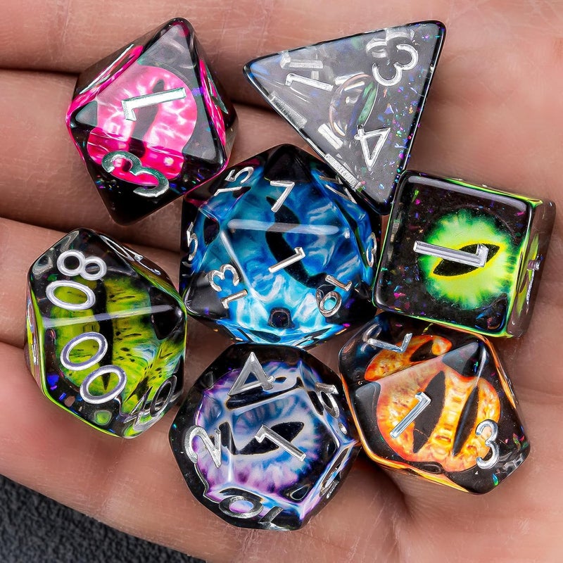 weyano DND Resin Eyes Dice Set, Red D&D Polyhedral Dice for Dungeons and Dragons RPG, MTG Role Playing Games D and D Dice 7pc D20 D12 D10 D8 D6 D4 for Ages 15 and Up - Image 2